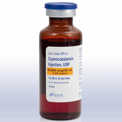 Cyanocobalamin Injection 30,000 mcg Multiple-Dose Vials 30 mL x 10/Box (Rx)