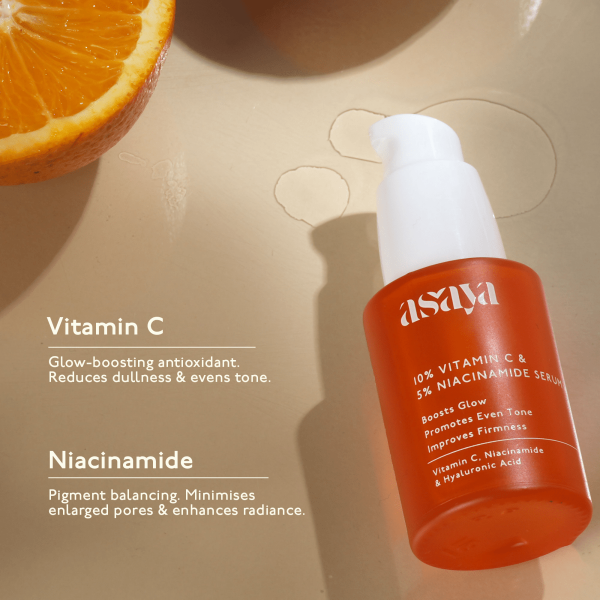 Asaya 10% Vitamin C Serum With 5% Niacinamide & Antioxidant Face Serum For Glowing Skin & Dullness