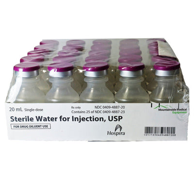 Sterile Water Injection 20 mL Single-Dose Vials by Hospira 25/Tray (Rx)