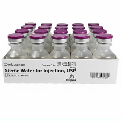 Sterile Water Injection 20 mL Single-Dose Vials by Hospira 25/Tray (Rx)