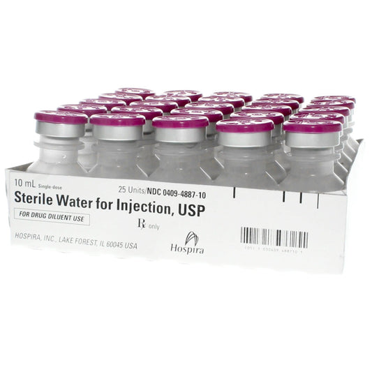 Sterile Water for Injection 10 ml Single-Dose Vials 25/Tray by Hospira (Rx)
