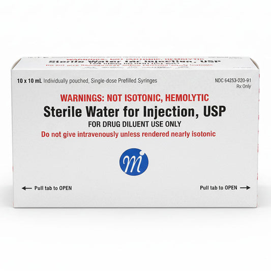 Sterile Water for Injection Prefilled Syringes 10 mL Single-Dose, 10/Box Medefil (Rx)