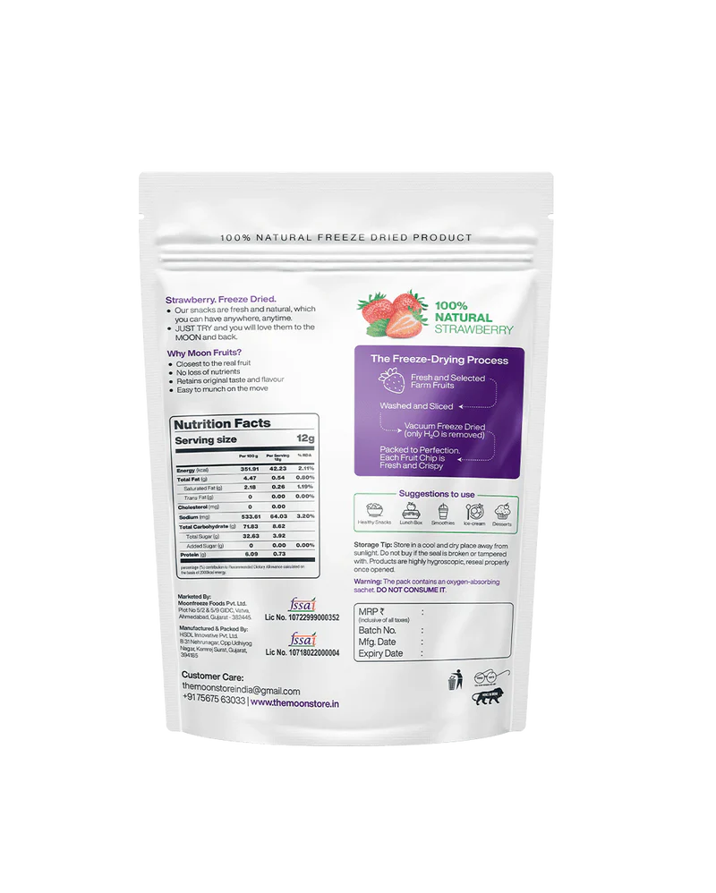 Moon Freeze Dried Strawberry Cubes | 12 gms