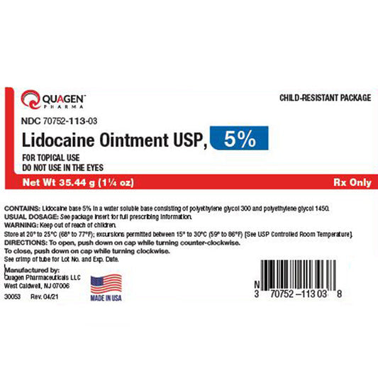 Lidocaine Ointment 5% Topical Numbing Ointment (RX)