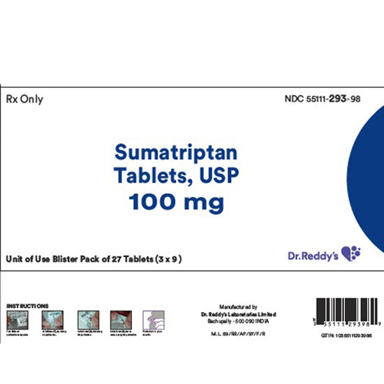 Sumatriptan Succinate 100 mg Tablets, Blister Pack of 27-Pack (RX)