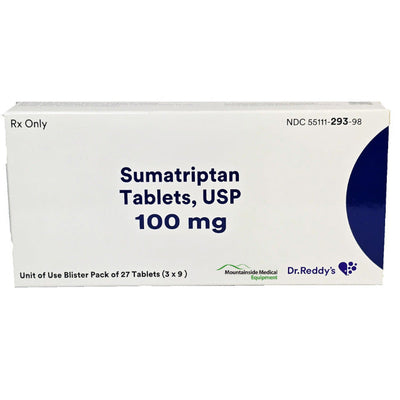 Sumatriptan Succinate 100 mg Tablets, Blister Pack of 27-Pack (RX)