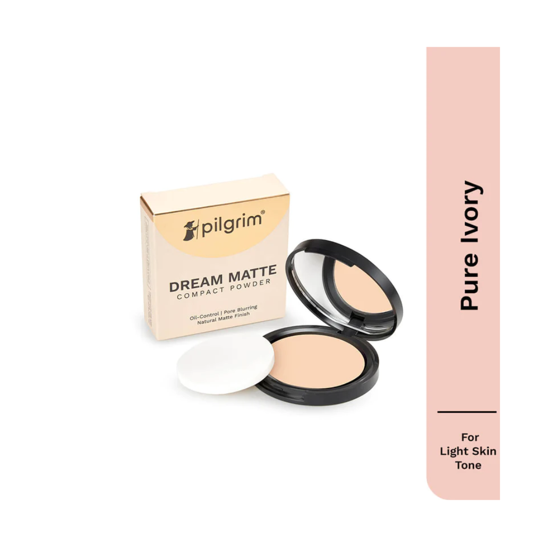 PILGRIM DREAM MATTE COMPACT POWDER 9G oil control pore blurring natural matte finish -110 pure Ivory