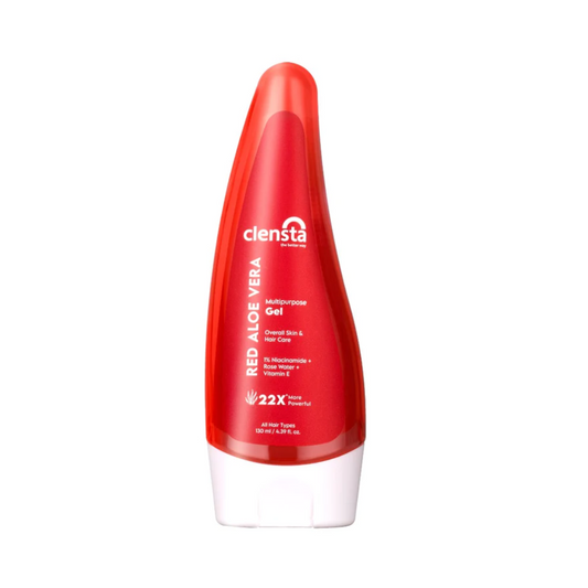 Clensta red aloe vera multipurpose gel 130ml - overall skin & hair care  1% Niacinamide +rose water+ vitamin E