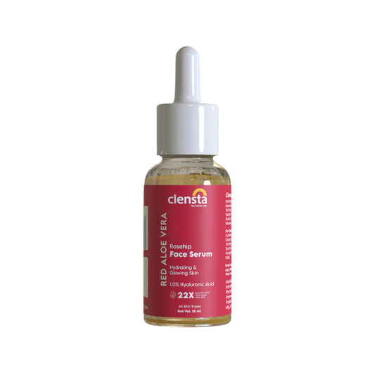 CLENSTA RED ALOE VERA ROSHIP FACE SERUM  10ml- HYDRATING & GLOWING SKIN 1.0 % HYALURONIC ACID 22X