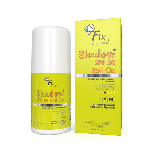 Fix derma shadow spf 50 PA +++ UVA & UVB Roll on 30g- enriched with golden seaweed & phytosterol