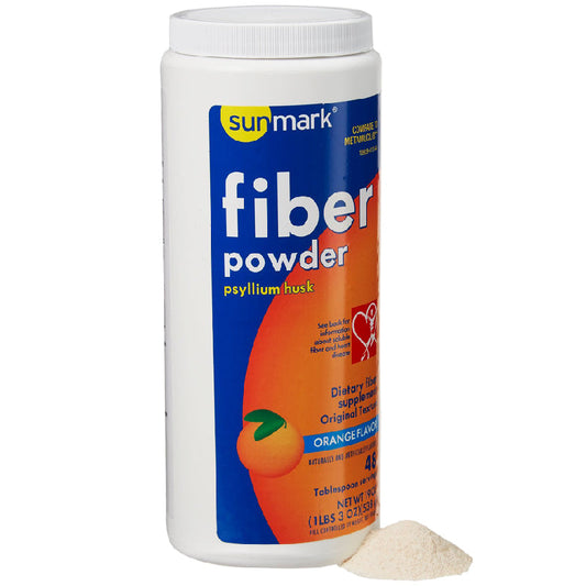 Sunmark Fiber Supplement Psyllium Husk Powder Smooth Texture, Orange Flavor 10 oz