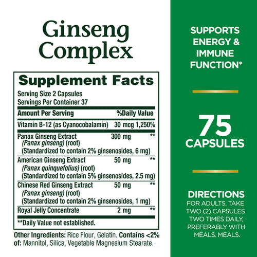 Ginseng Complex with Royal Jelly by Natures Bounty 75 Count