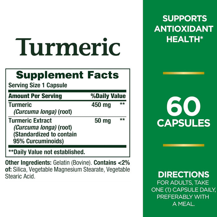 Turmeric Curcumin Longa Root Extract 450 mg for Antioxident Health, 60 Count