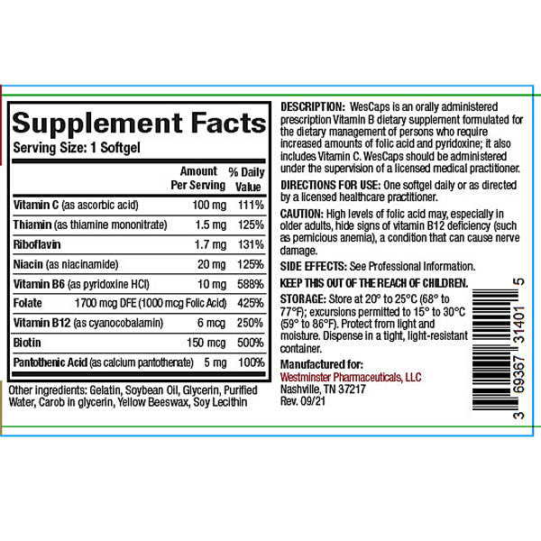Wescaps Prescription Multivitamin Dietary Supplement 100 Softgels