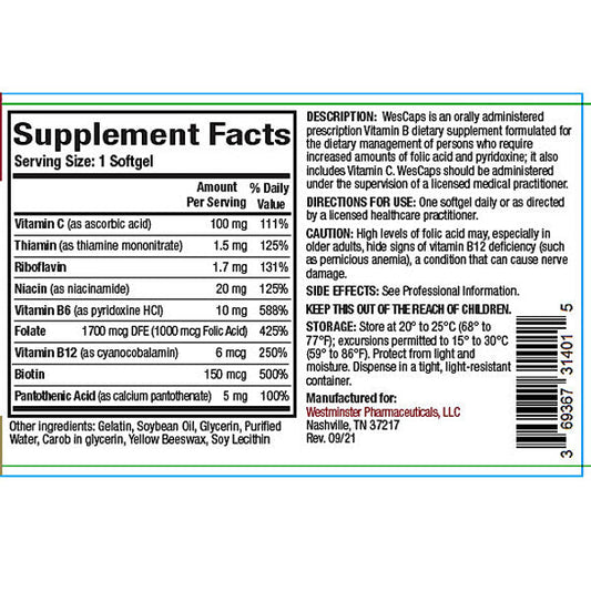 Wescaps Prescription Multivitamin Dietary Supplement 100 Softgels