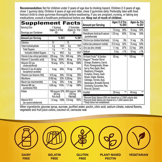 Alive Kids Multivitamin Gummy with Cherry, Orange, and Grape Flavors, 60 Gummies