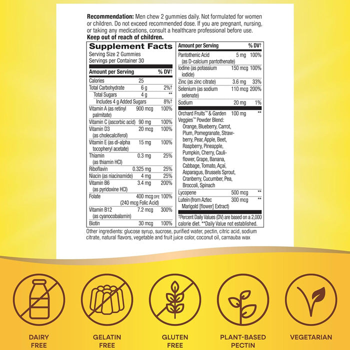 Alive Men’s 50+ Daily Gummy Multivitamins, Supports Healthy Brain, Eyes, Heart, 60 Gummies