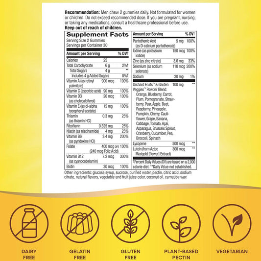 Alive Men’s 50+ Daily Gummy Multivitamins, Supports Healthy Brain, Eyes, Heart, 60 Gummies