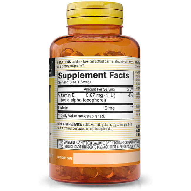Lutein 6 mg with Vitamin E for Vision and Eye Function Health, 60 Softgels