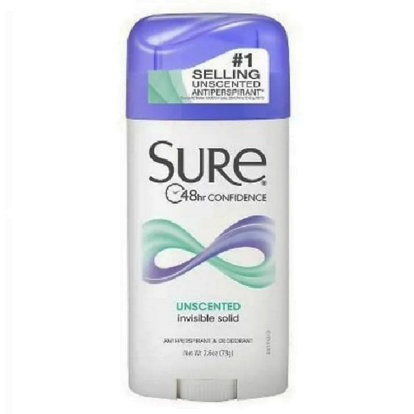 Sure Invisible Solid Anti-Perspirant & Deodorant Unscented 48 Hour Confidence 2.6 oz