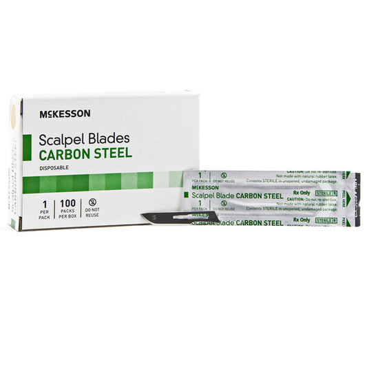 Surgical Blades, Carbon Steel with Knife Edge Blade, Disposable Sterile 100/Box