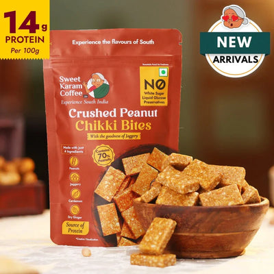 Sweet Karam Coffee Crushed Peanut Chikki Bites- 300 gms