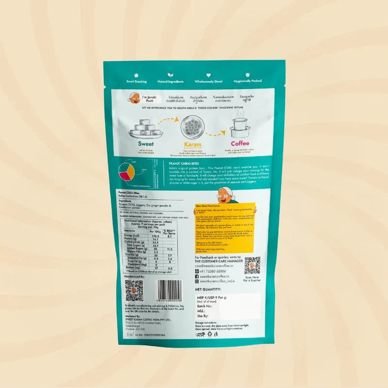 Sweet Karam Coffee Peanut Chikki (Zero White Sugar)- 300 gms