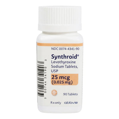 Synthroid Levothyroxine Sodium 25 mcg Tablets 90 Count (RX)