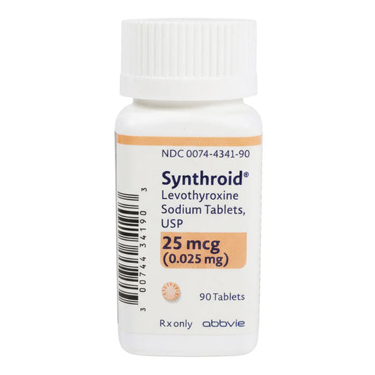 Synthroid Levothyroxine Sodium 25 mcg Tablets 90 Count (RX)
