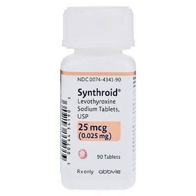 Synthroid Levothyroxine Sodium 25 mcg Tablets 90 Count (RX)