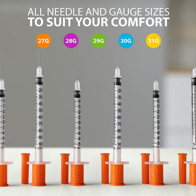 Insulin Syringes with Needle U-100, All Size Insulin Needles, Easy Touch 100/Box