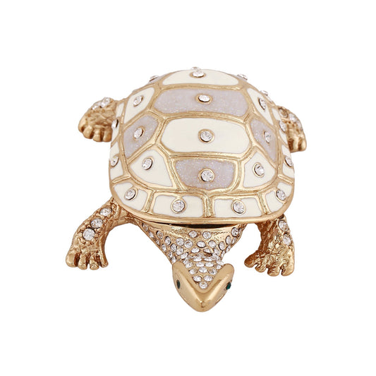 Estele Gold-Polished DeliberateTortoise Idol with white Stone Type:Enamel for Home/Car decor