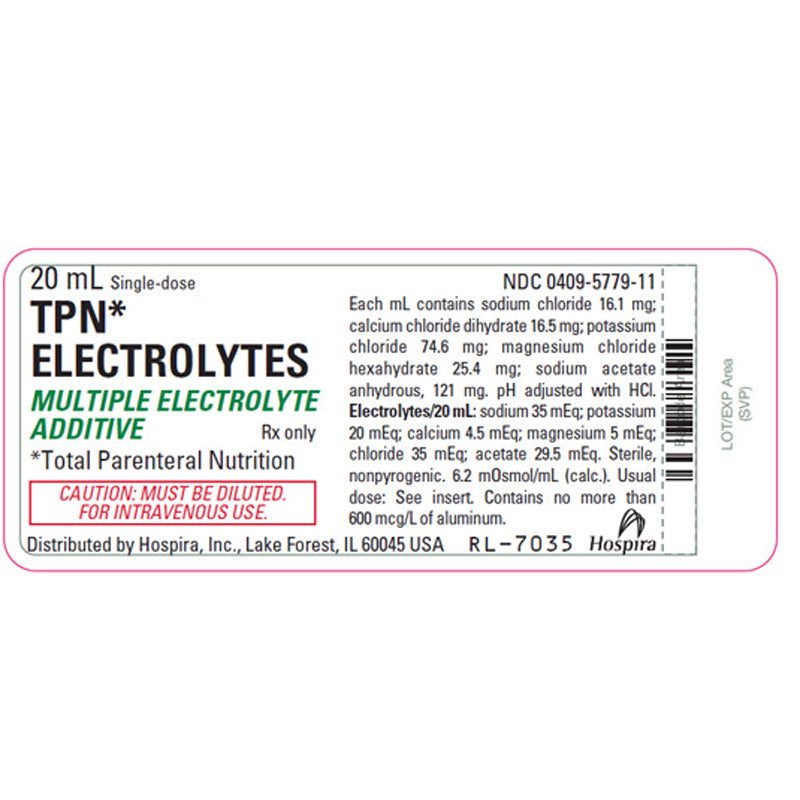 TPN Electrolytes (multiple electrolyte additive) Injection 20 mL SDV Vials x 25/Tray (RX)