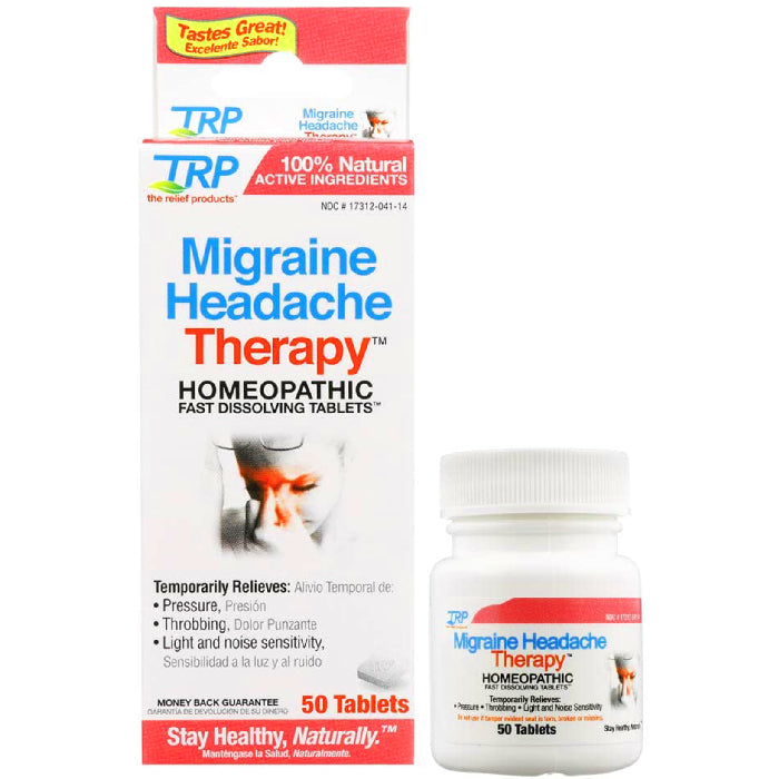 TRP Homeopathic Migraine Headache Therapy Medicine 50 Count