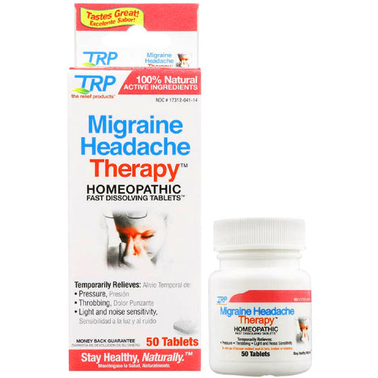 TRP Homeopathic Migraine Headache Therapy Medicine 50 Count