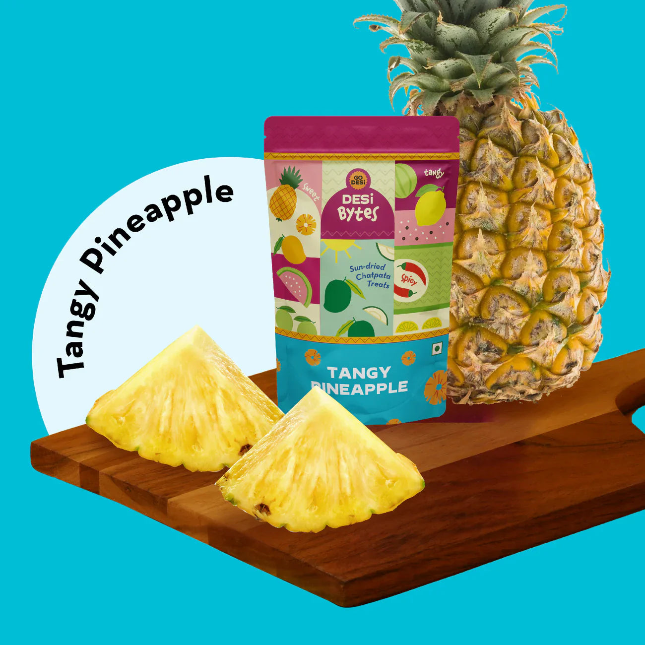Tangy Pineapple Bytes | Sun-dried Pineapple Snack | 100% Natural | 150 gms