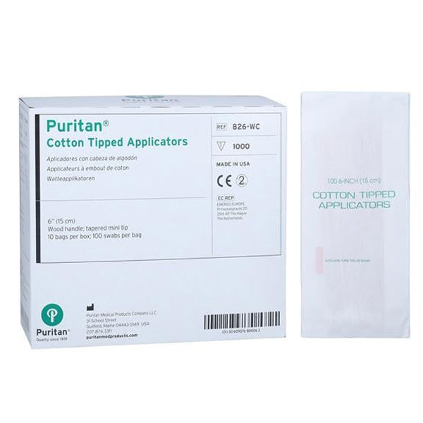 Tapered Mini-tip Cotton Applicator with Wood Handle, 6" Non-Sterile by Puritan 1000/Box