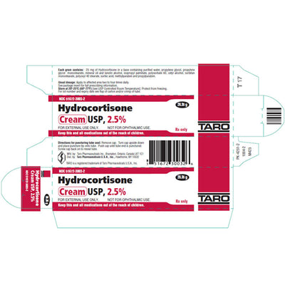 Taro Hydrocortisone Cream 2.5% Topical, 28 grams tube (Rx)