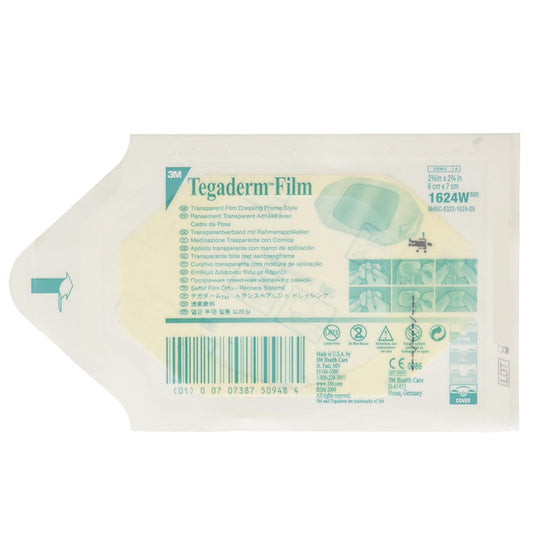 Tegaderm Dressings, 3M Transparent Film Dressings, Waterproof Wound Protection 2.37 inch x 2.75 inch, 100/box  #1624W