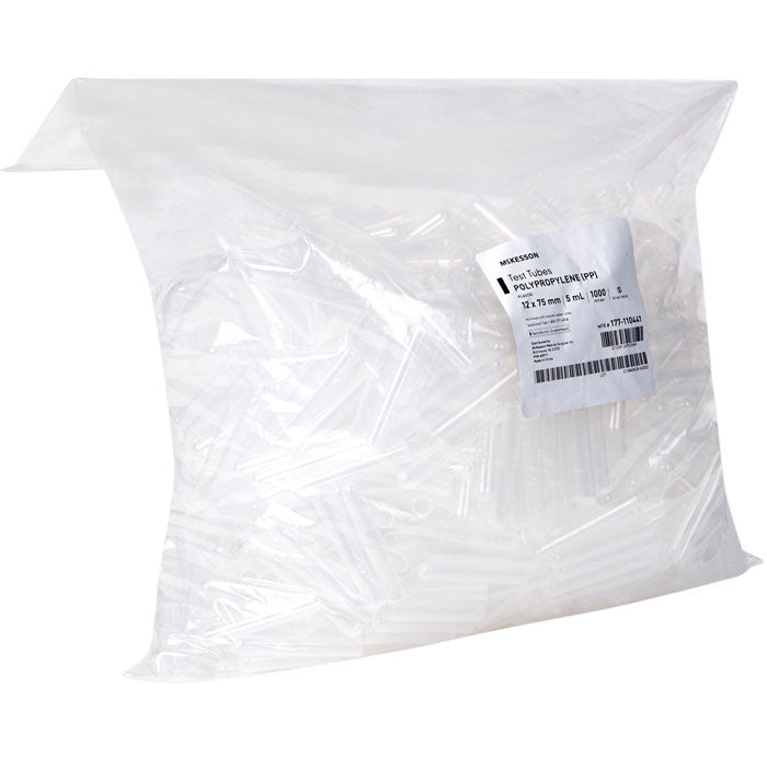 Test Tube 12 x 75 mm Plain 5 mL Without Closure Polypropylene Tubes 1000/Bag