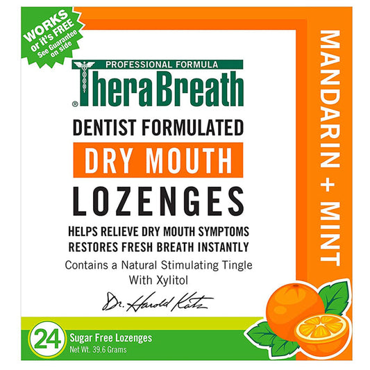 TheraBreath Dry Mouth Relief Lozenges, Mandarin Mint, Sugar Free 24 Count