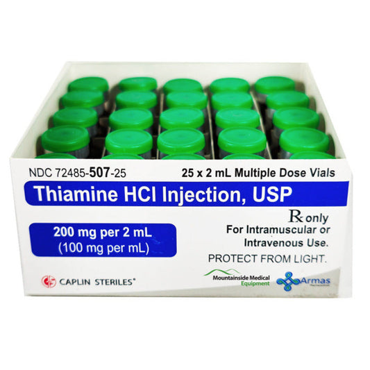 Thiamine Vitamin B1 Injection Multiple Dose Vials 200 mg Per 2 mL x 25/Tray (RX)