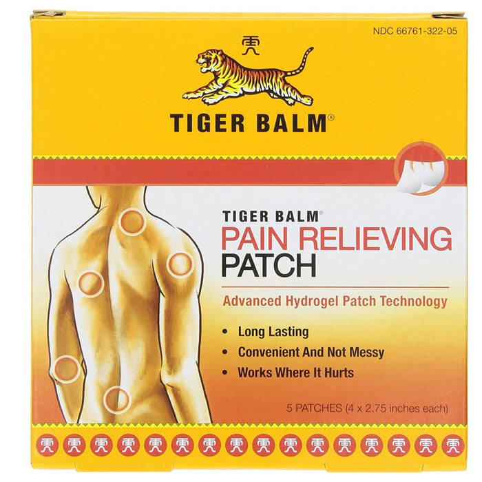 Tiger Balm Pain Relieving Patches with Capsaicin, Camphor & Menthol (5 Adhesive Patches)