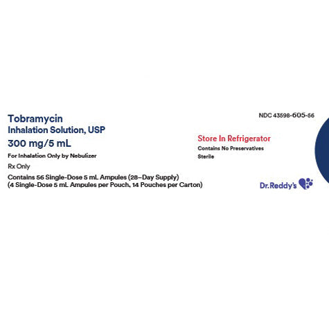 Tobramycin Inhalation Solution Ampules 300mg/5 mL Inhalation Antibiotic 50/Box **Refrigeration Required** (RX)