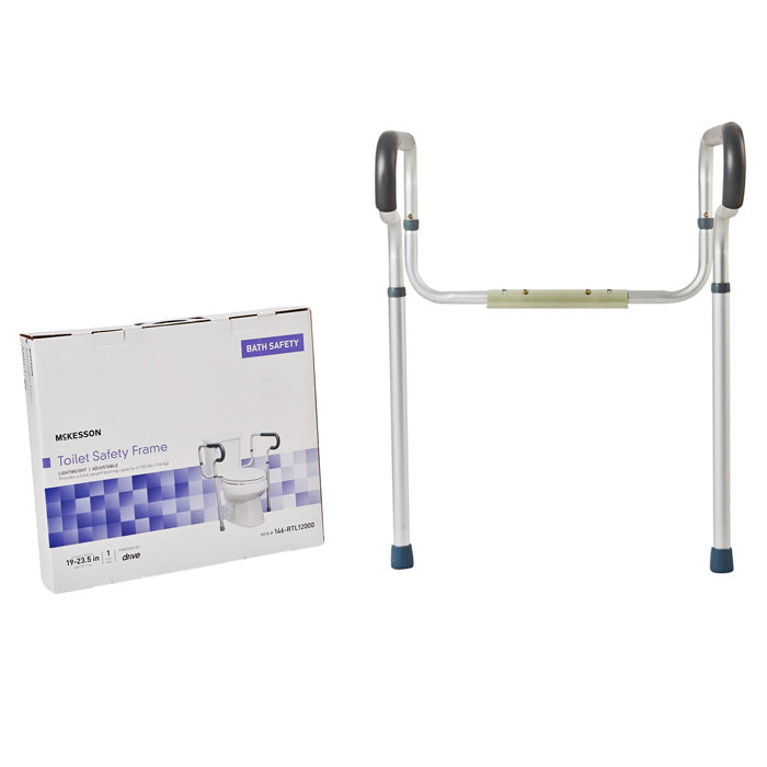 Toilet Safety Rail with Padded Arms, Adjustable Height