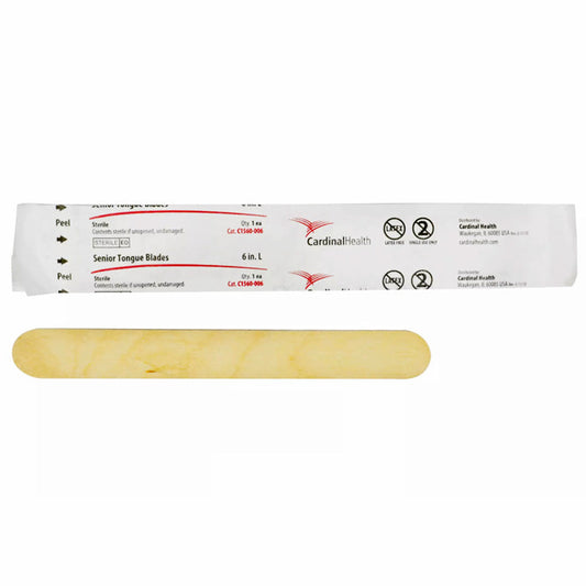 Tongue Depressors, Junior 5.5 Inch Length, White Birch, Sterile 100/Box