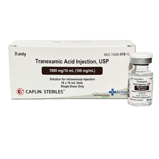 Tranexamic Acid Injection For Bleeding Control 1000 mg/10 mL Vial 10 mL x 10/Box (Rx)