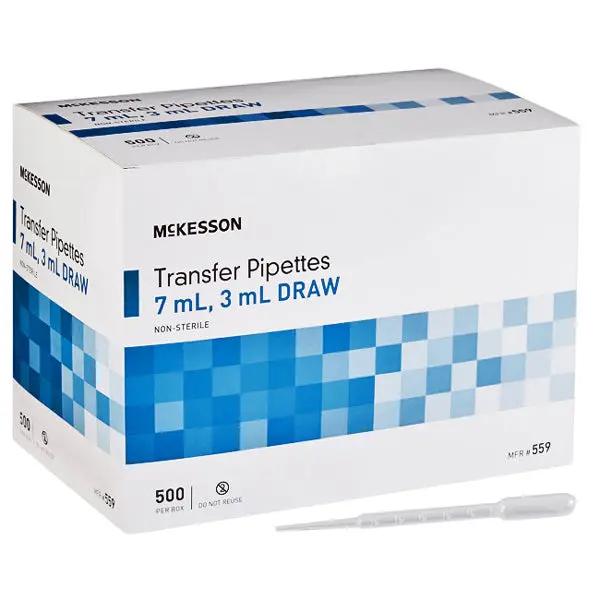 Transfer Pipettes 7.5 mL, 0.5 to 3 mL Draw Volume with 0.5 to 3 mL Graduation Increments