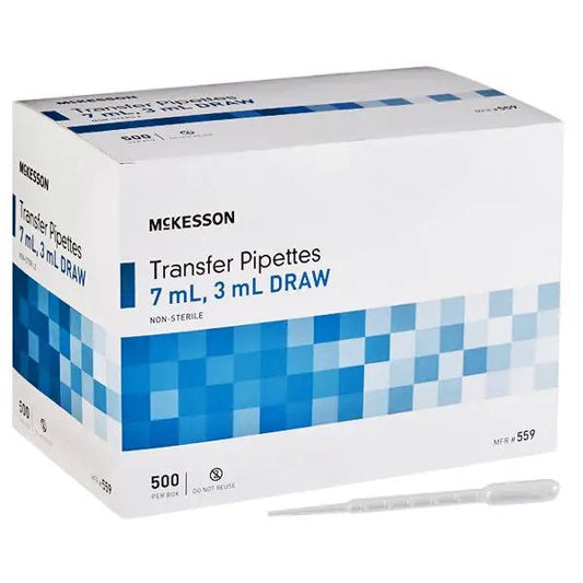 Transfer Pipettes 7.5 mL, 0.5 to 3 mL Draw Volume with 0.5 to 3 mL Graduation Increments