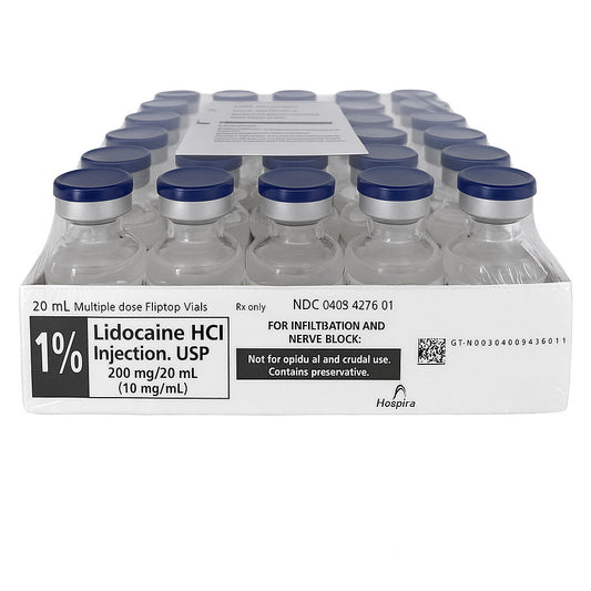 Lidocaine 1%, Lidocaine Injection 20 mL Multiple Dose Vial Hospira 25/Pack (Rx)